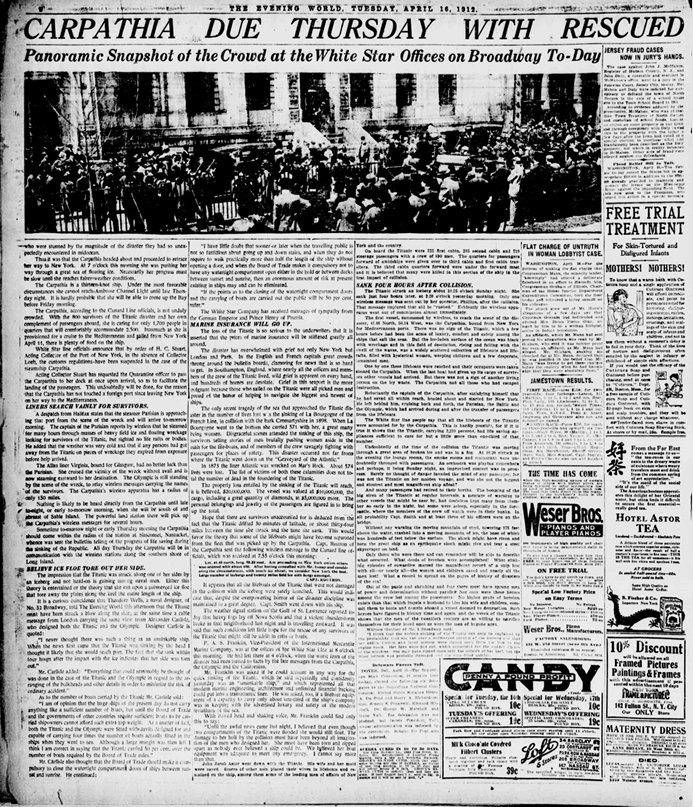 The Evening World du 16/04/1912